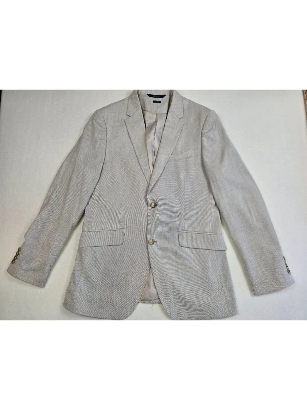 Perry Ellis Mens 40 Regular Slim Fit Stretch Beige Suit Blazer Jacket